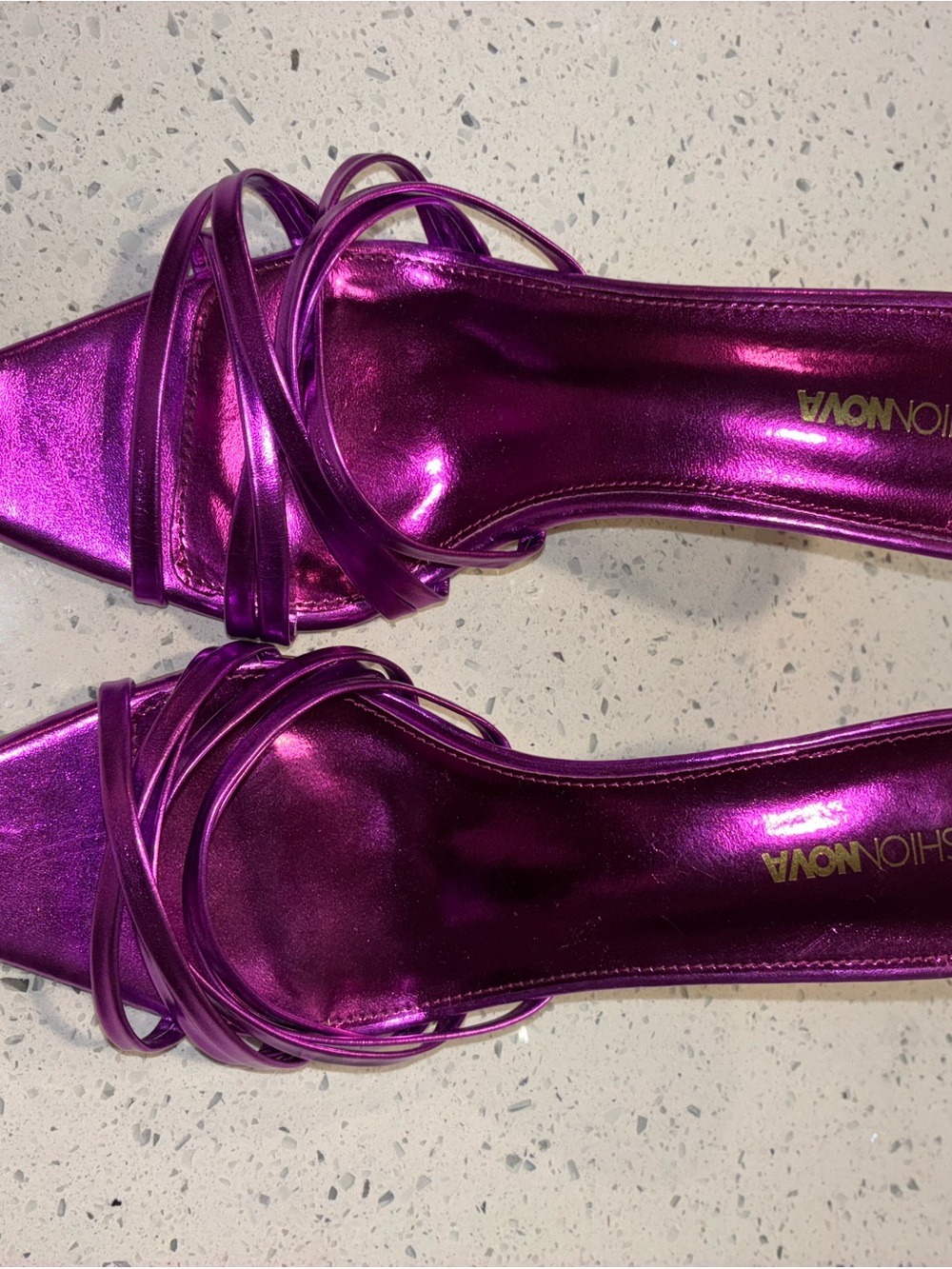 Fashion Nova Metallic Purple Pointed-Toe Mule Heels Size 10